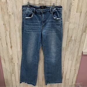 L & B Lucky & Blessed Boutique Flare Western Raw Hem Wide Leg Jeans Plus Size